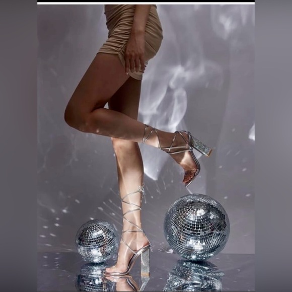 STRAPPY RHINESTONE HEELS - Picture 2 of 13